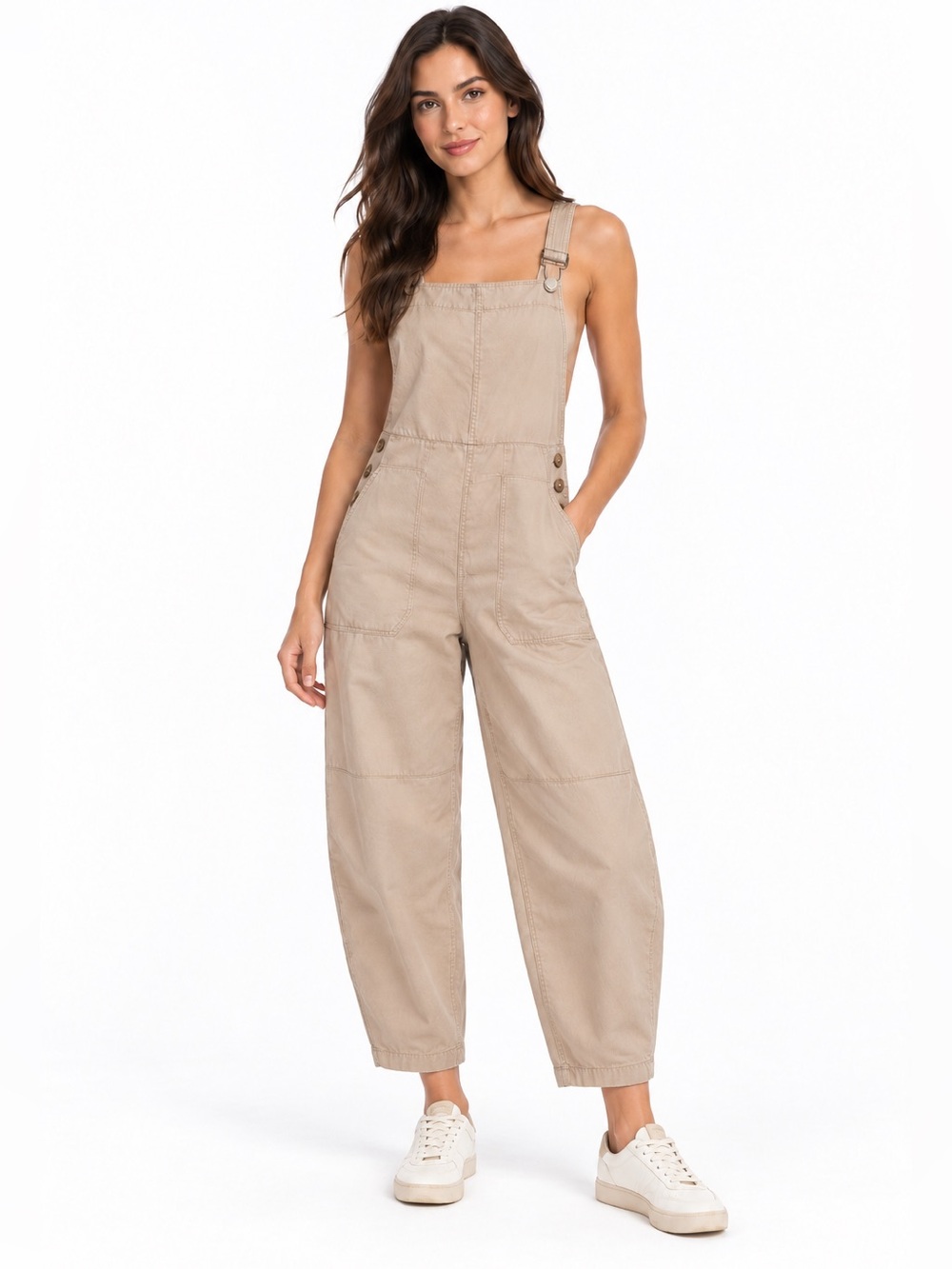 Abercrombie & Fitch Beige/Tan Utility Wide-Leg Jumpsuit